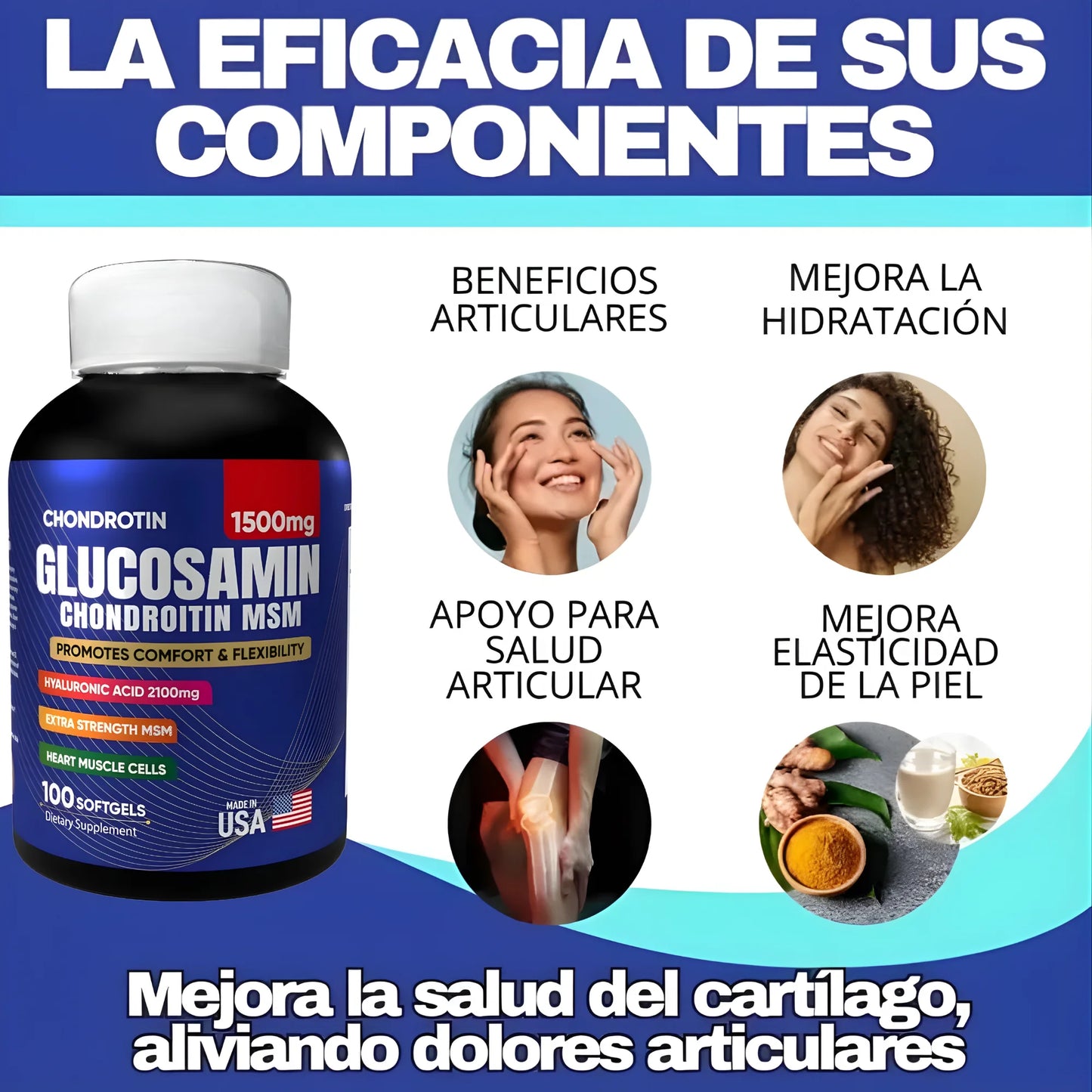 Glucosamina™ Suplemento con Condroitina y Msm 100 Capsulas