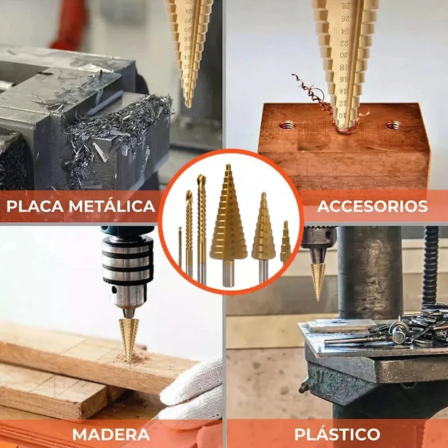 TitanDrill Pro™ Kit de Brocas de Titanio Escalonadas 6 Piezas