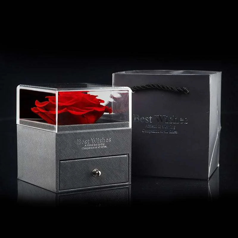 Amor Eterno™ Rosa Eterna + Collar “Te Amo” en 100 Idiomas