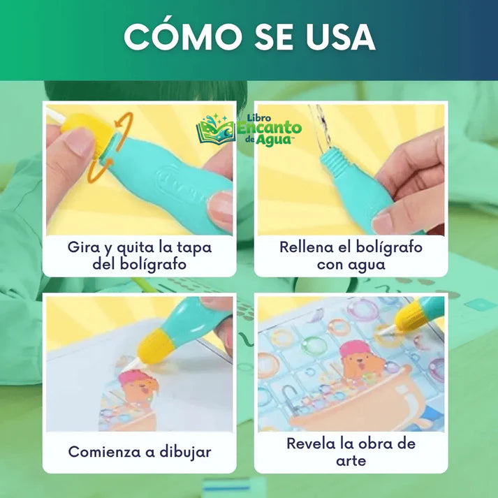 Libro Encanto de Agua™ Libro Mágico Educativo Reutilizable ¡2x1!