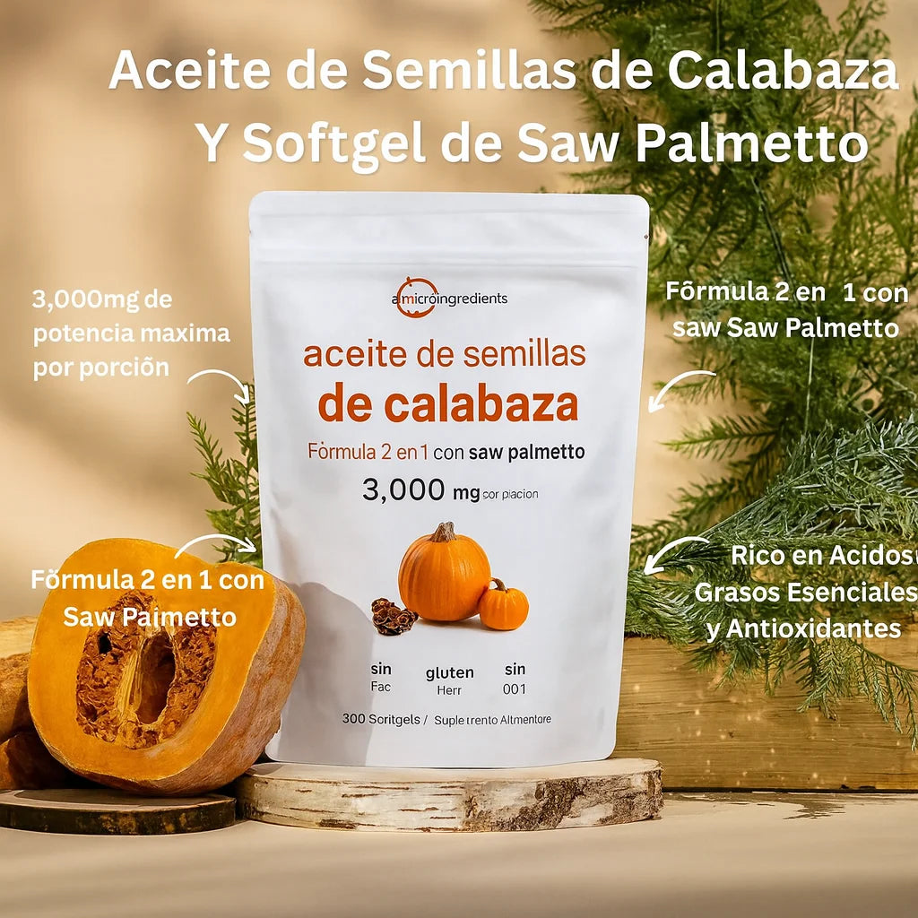 HairPump™ Aceite de Semilla de Calabaza con Saw Palmetto