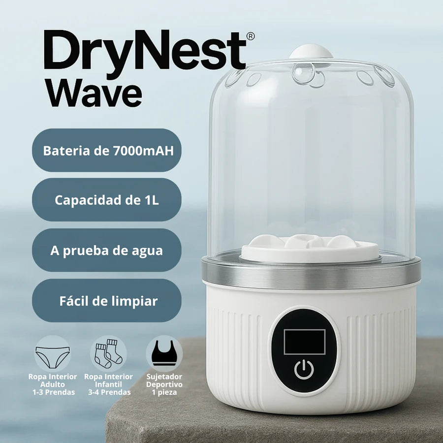 DryNest Wave™ Mini Lavadora Portátil Recargable