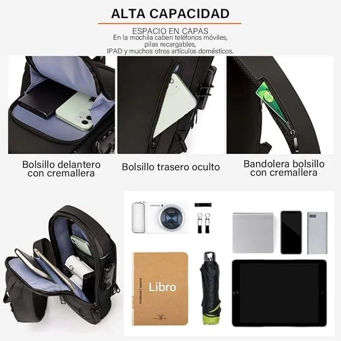 SafePack™  Mochila Antirrobo con Puerto USB