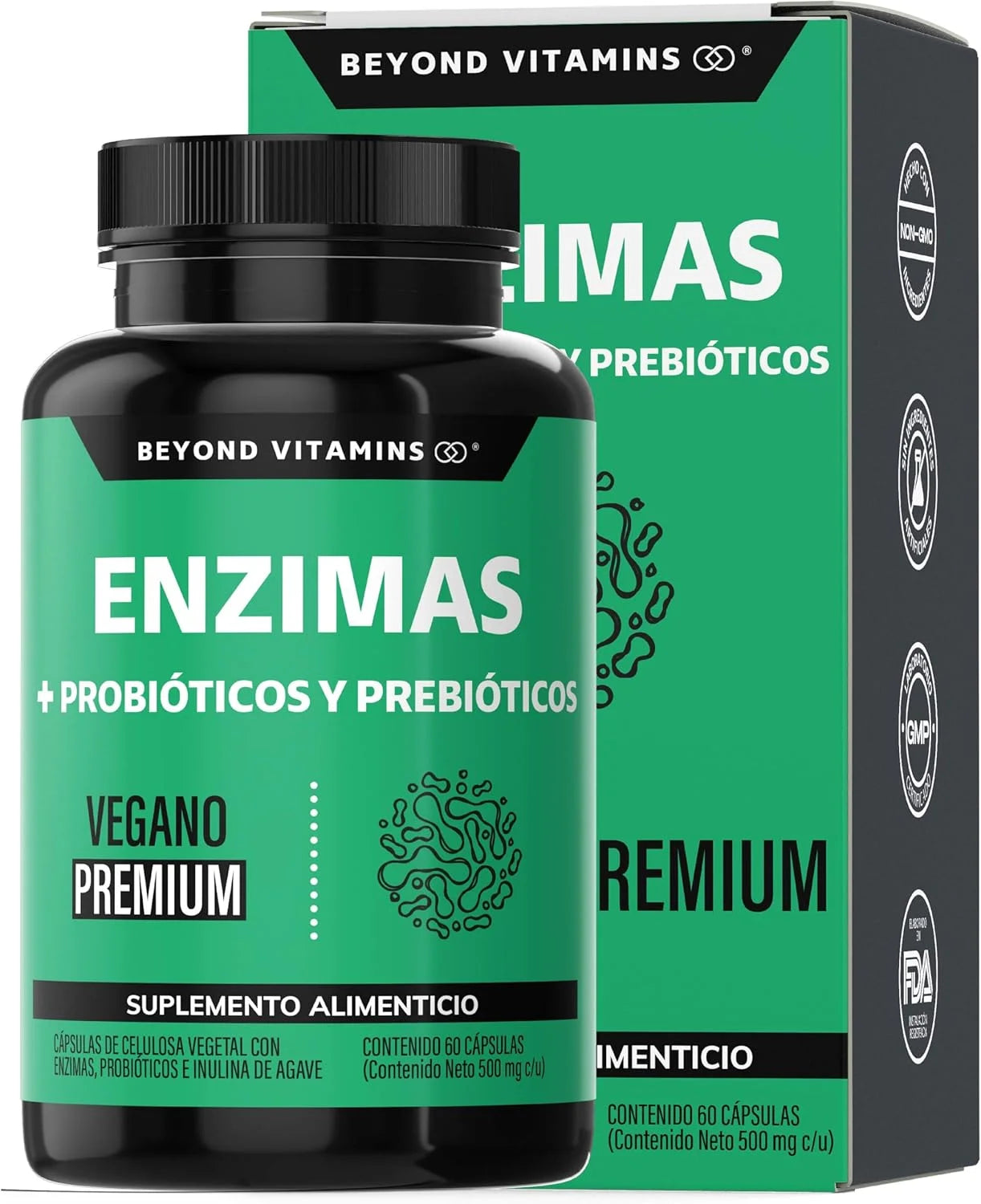Enzimas™ Suplemento Probióticos y Prebióticos 180 Capsulas