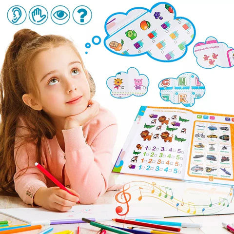 Libro de Estudio Sensorial Bilingüe + Set de Bloques 80 Piezas de Regalo