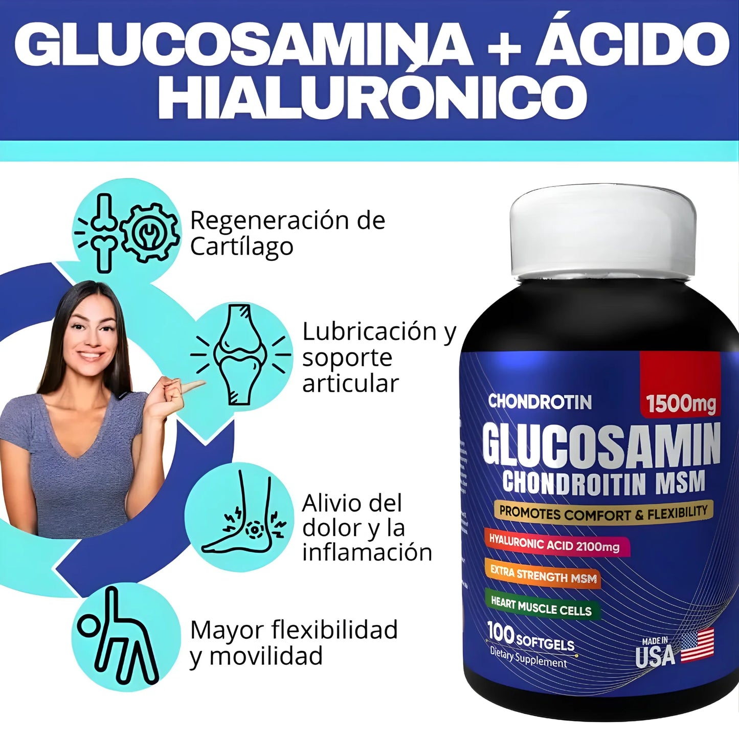 Glucosamina™ Suplemento con Condroitina y Msm 100 Capsulas