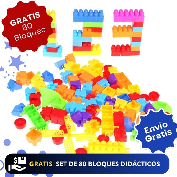 Libro de Estudio Sensorial Bilingüe + Set de Bloques 80 Piezas de Regalo