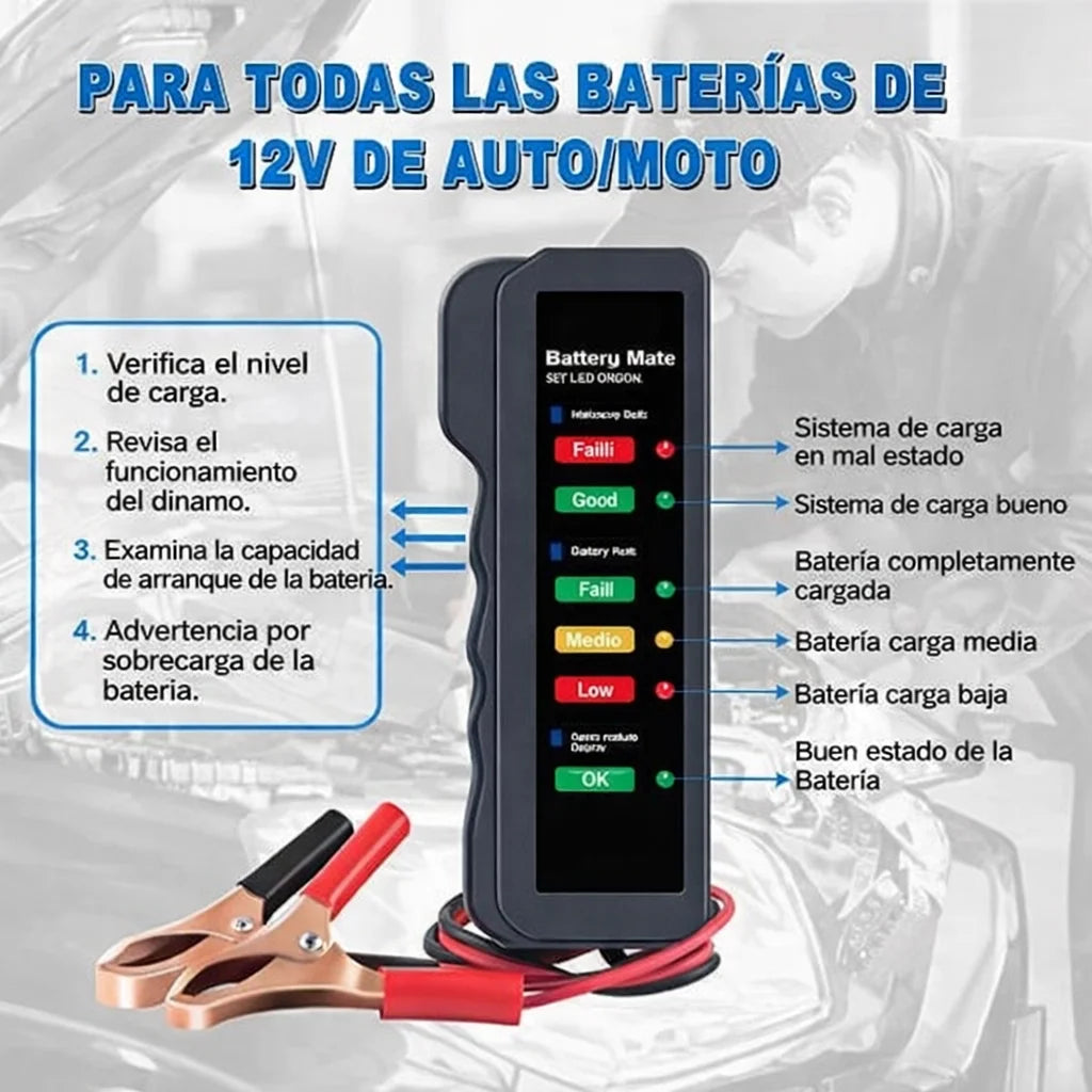 VoltCheck Pro™ Probador Automático de Batería 12V