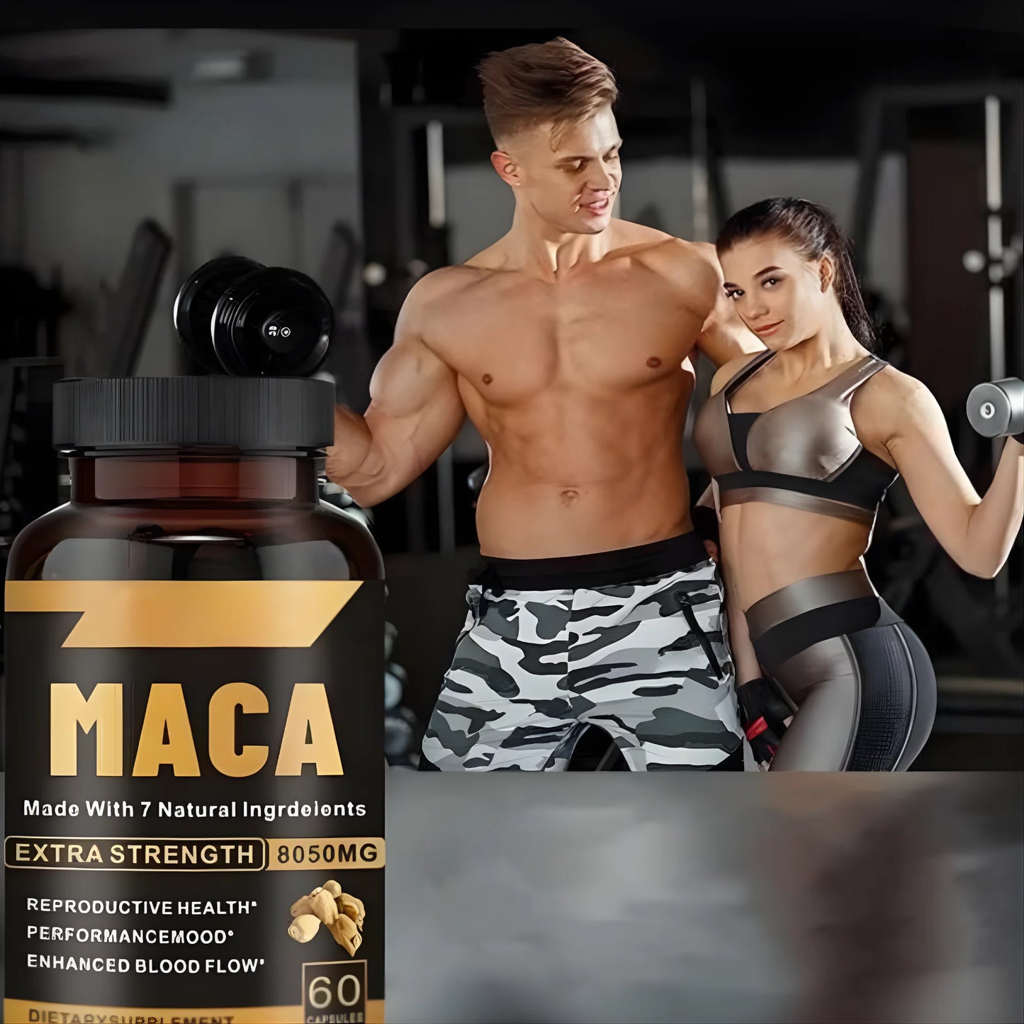 PowerMaca™ Suplemento Maca Negra Testosterona 60 Capsulas
