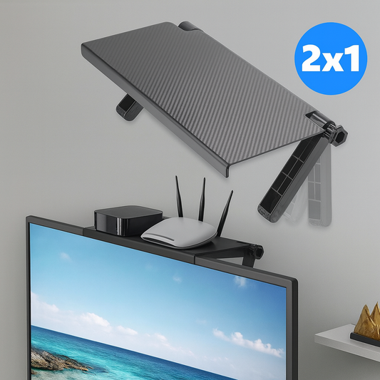 FoldMount™ – Soporte Plegable Universal para Decodificador 2x1